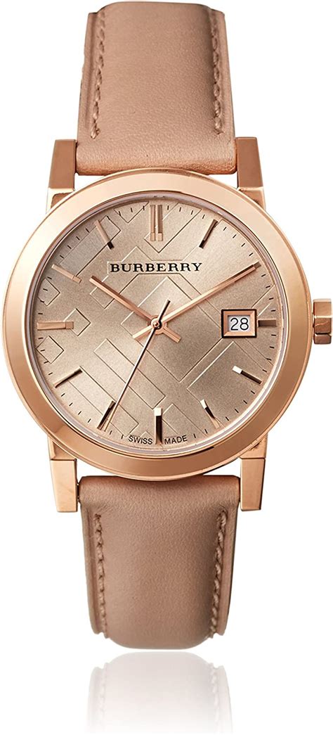 burberry women's bu9109 beige leather strap watch|Burberry Watch, Women's Swiss Nude Leather Strap 34mm .